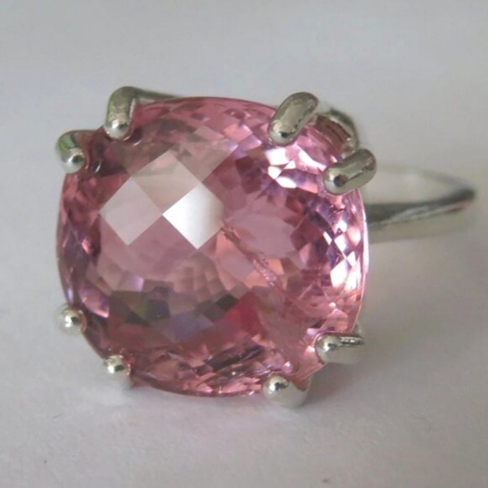 Huge Natural Pink Mauve Tourmaline In Sterling Silver Ring, 10.79ct. Size 7